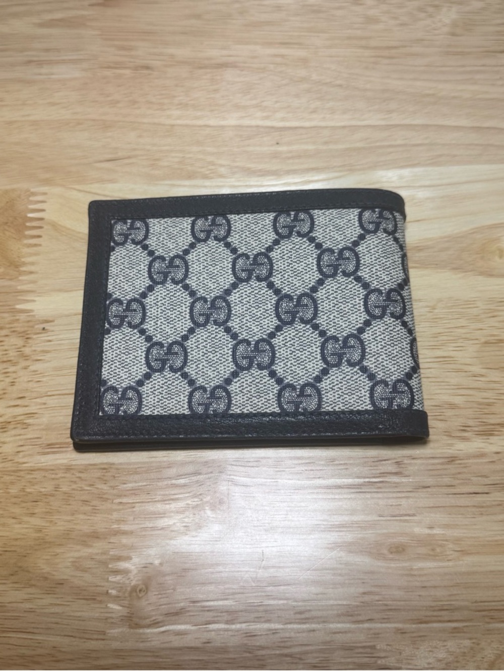 VTG Gucci Navy Bifold Wallet Monogram GG Designer Old Money Quiet Luxury Preppy - Picture 7 of 12